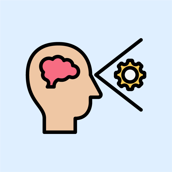 A target icon and head silhouette, indicating attention and focus in motorbike racing.